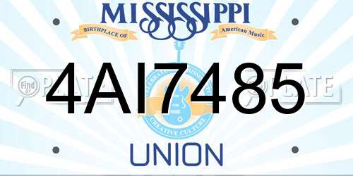 4AI7485 Mississippi License Plate