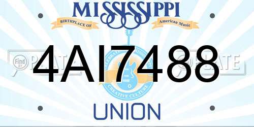 4AI7488 Mississippi License Plate