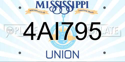 4AI795 Mississippi License Plate