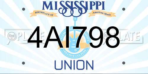 4AI798 Mississippi License Plate
