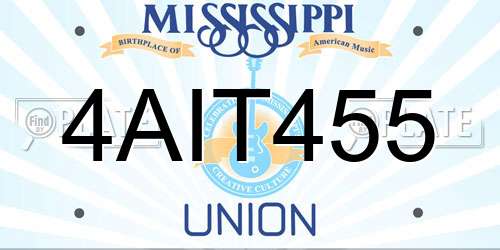 4AIT455 Mississippi License Plate
