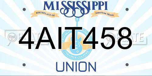 4AIT458 Mississippi License Plate
