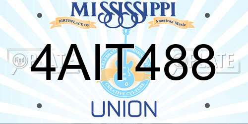 4AIT488 Mississippi License Plate