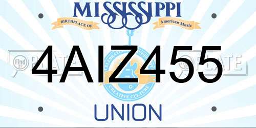 4AIZ455 Mississippi License Plate