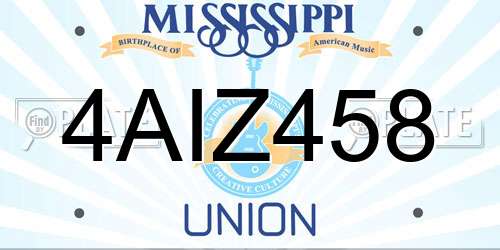 4AIZ458 Mississippi License Plate