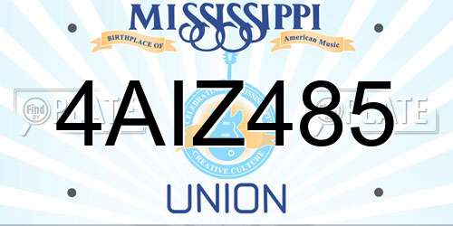 4AIZ485 Mississippi License Plate