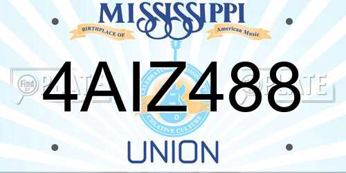 4AIZ488 Mississippi License Plate