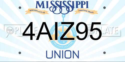 4AIZ95 Mississippi License Plate