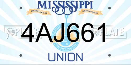 4AJ661 Mississippi License Plate