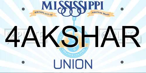 4AKSHAR Mississippi License Plate