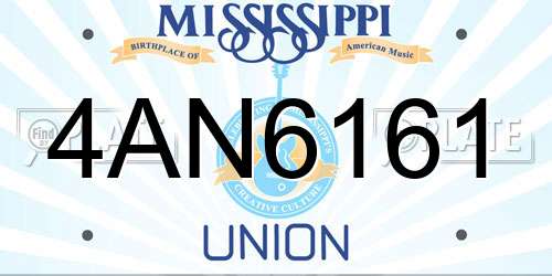 4AN6161 Mississippi License Plate