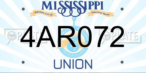 4AR072 Mississippi License Plate