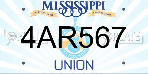4AR567 Mississippi License Plate