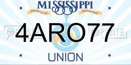 4ARO77 Mississippi License Plate