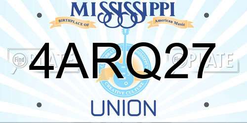 4ARQ27 Mississippi License Plate