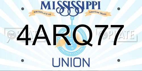 4ARQ77 Mississippi License Plate