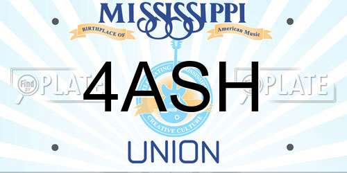 4ASH Mississippi License Plate
