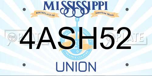 4ASH52 Mississippi License Plate