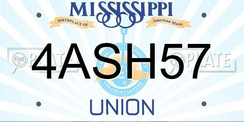 4ASH57 Mississippi License Plate