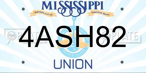 4ASH82 Mississippi License Plate