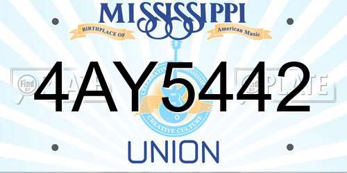 4AY5442 Mississippi License Plate