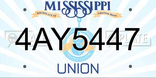 4AY5447 Mississippi License Plate