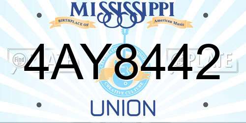 4AY8442 Mississippi License Plate