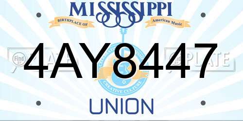 4AY8447 Mississippi License Plate