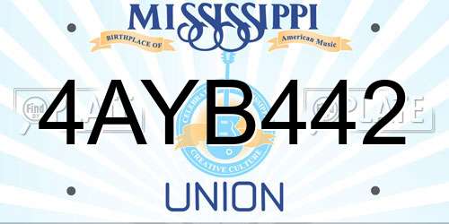 4AYB442 Mississippi License Plate