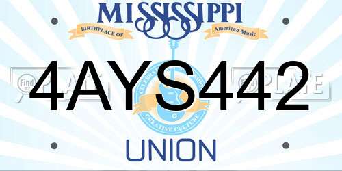 4AYS442 Mississippi License Plate