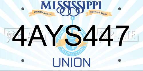 4AYS447 Mississippi License Plate