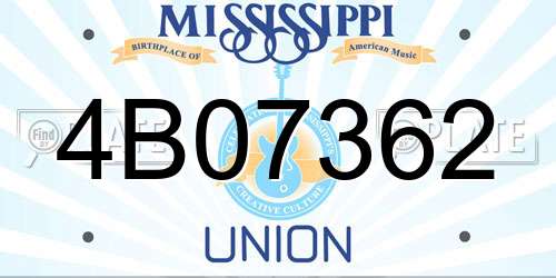 4B07362 Mississippi License Plate