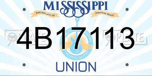 4B17113 Mississippi License Plate