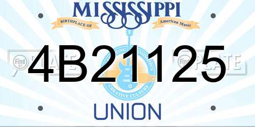 4B21125 Mississippi License Plate