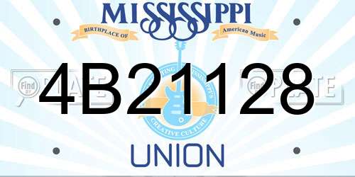 4B21128 Mississippi License Plate