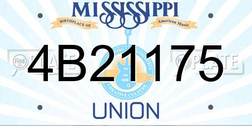 4B21175 Mississippi License Plate