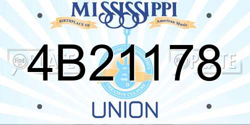 4B21178 Mississippi License Plate