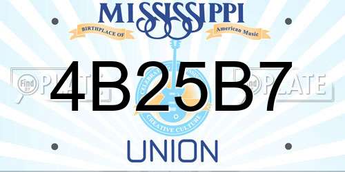 4B25B7 Mississippi License Plate
