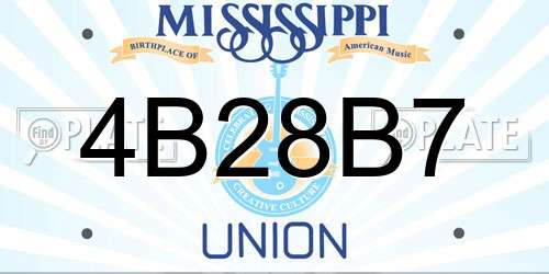 4B28B7 Mississippi License Plate
