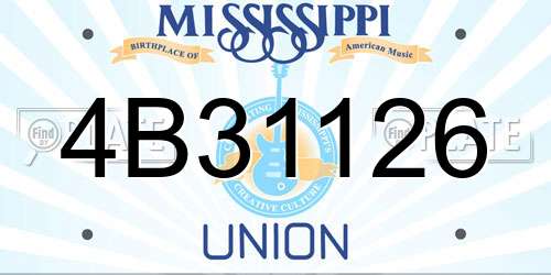 4B31126 Mississippi License Plate