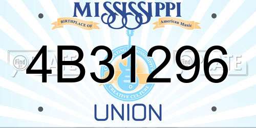 4B31296 Mississippi License Plate