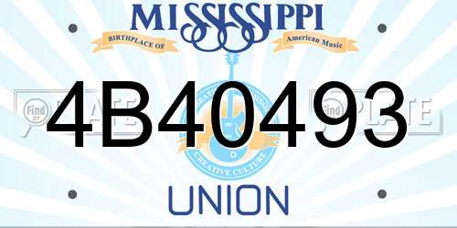 4B40493 Mississippi License Plate