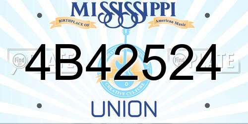 4B42524 Mississippi License Plate