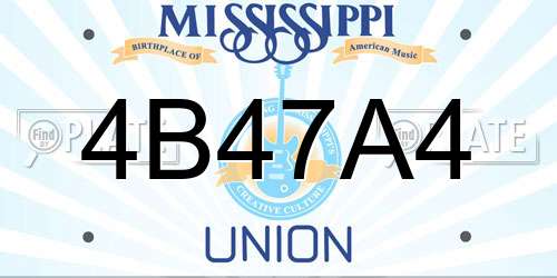 4B47A4 Mississippi License Plate