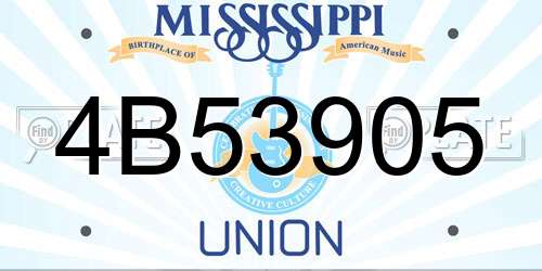 4B53905 Mississippi License Plate