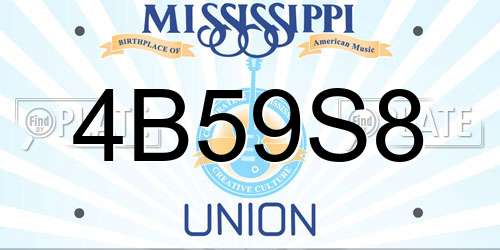 4B59S8 Mississippi License Plate