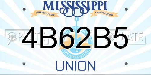 4B62B5 Mississippi License Plate