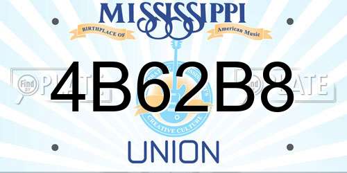4B62B8 Mississippi License Plate