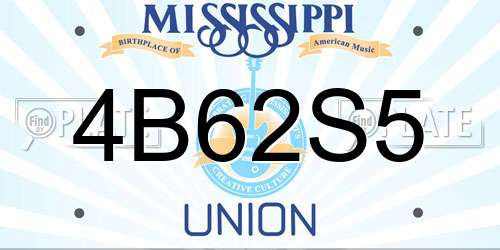 4B62S5 Mississippi License Plate