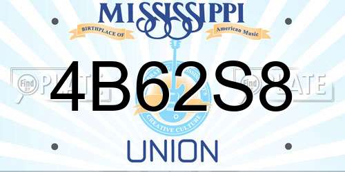 4B62S8 Mississippi License Plate